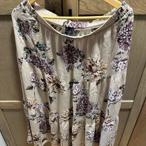 Floral Maxi Skirt in Cream and Purple